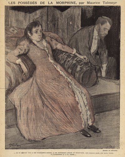 Scène uit Le Possédés de la Morphine door Maurice Talmeyr door Théophile Alexandre Steinlen